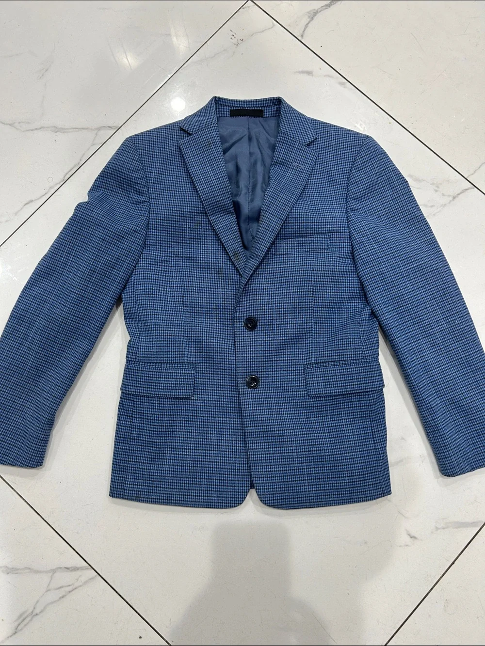 Michael Kors Blue Houndstooth Two-Button Sport Coat